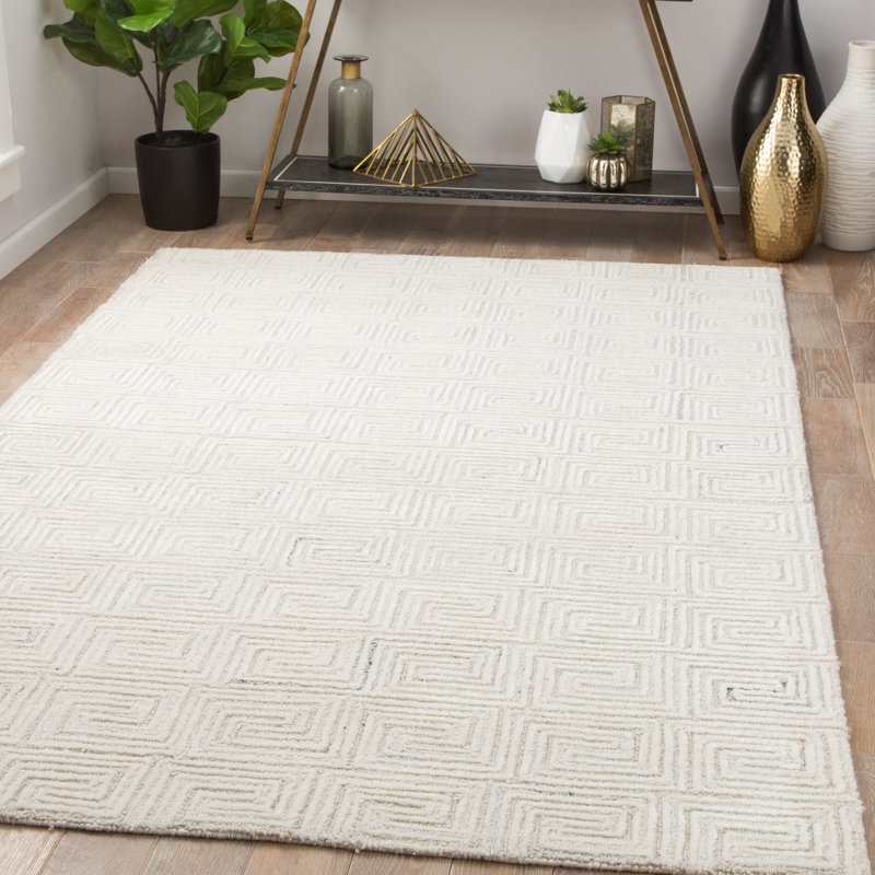 Heavner HandTufted Wool Whisper White/Oatmeal Area Rug Birch Lane